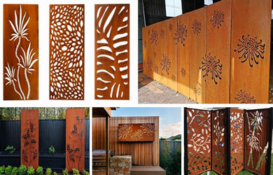 corten steel screen fence 